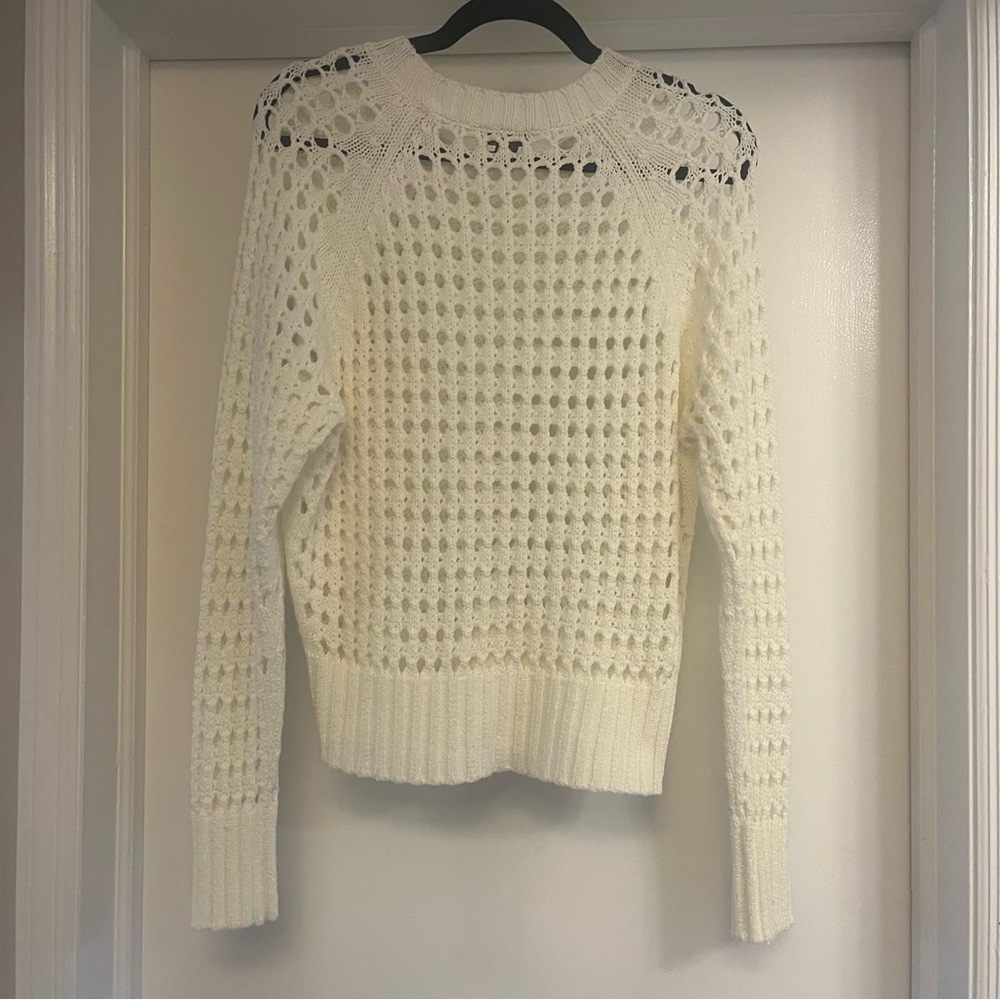 Point Sur (J. Crew) - Open-Knit Crochet Crewneck Sweater - size M - white - Picture 2 of 5
